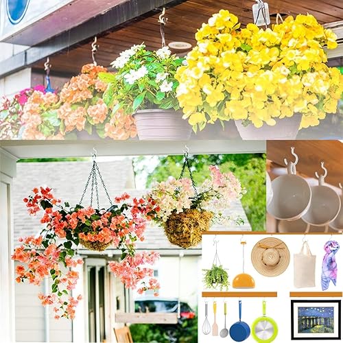 Miniatura 4 de Ganchos para tornillos de techo de 2 pulgadas, 15 piezas con funda reutilizable, con revestimiento de vinilo, ganchos de rosca para colgar (azul)