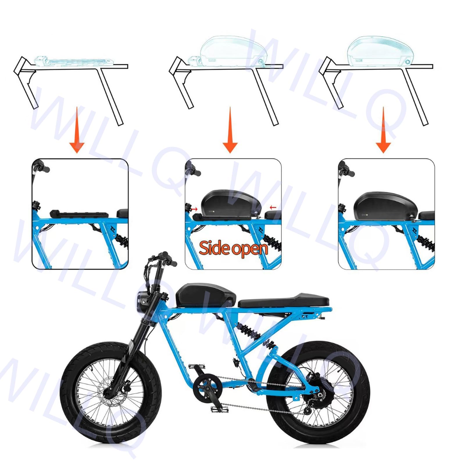 Batterie pour vélo électrique 52V 48V 10Ah 13Ah 15Ah 17.5Ah 20Ah 21Ah 24.5Ah Batterie au Lithium Amovible avec Chargeur et Carte de Protection BMS, pour Moteur de vélo de Ville.