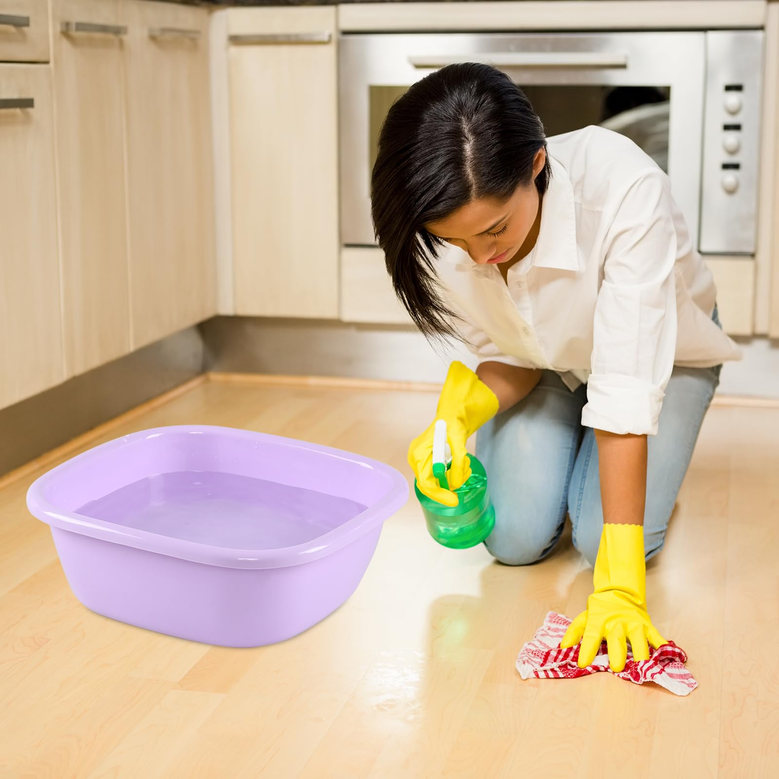 Bacinella in plastica da 8 l, set di 4 piccole vasche colorate per lavabo