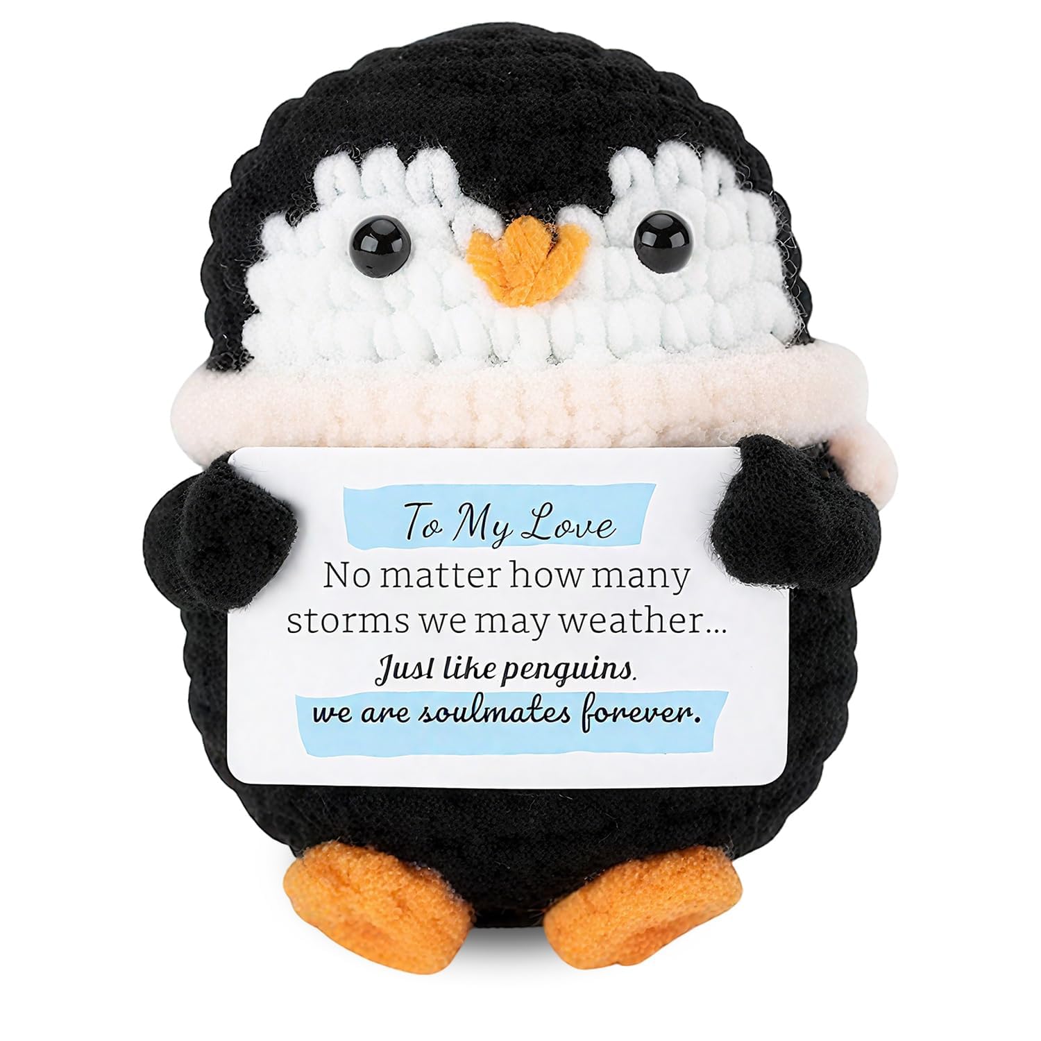 Laicaii Positive Penguin Crochet, Handmade Crochet Penguin Gift, Emotional Support Penguins with Positive Card, Love Penguins Plush Toy Crochets, Romantic Gifts - to My Love for Girlfriend Boyfriend