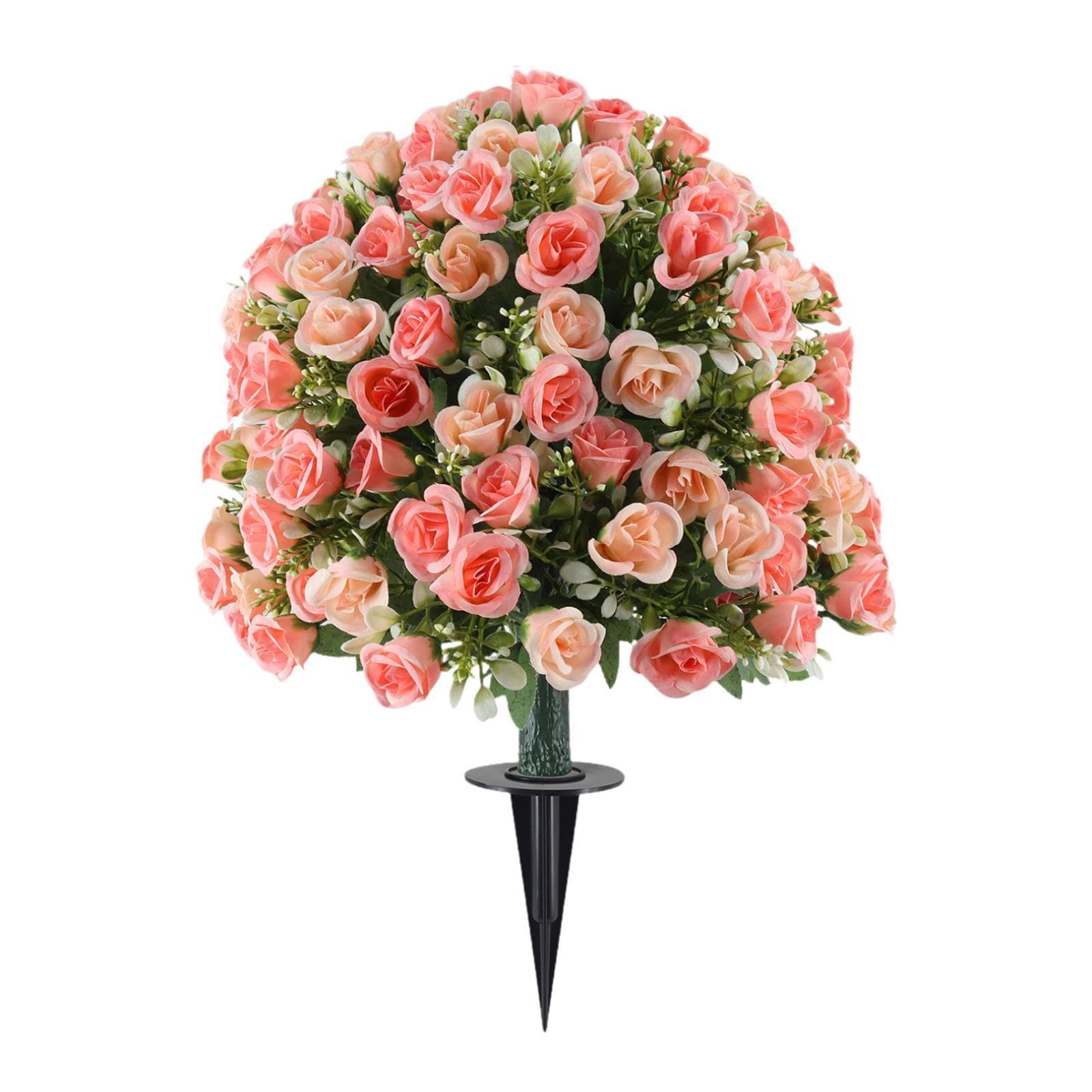Sharplace Fleurs artificielles, arbustes et plantes artificielles décoratives pour jardin, Saint-Valentin, extérieur, Rose