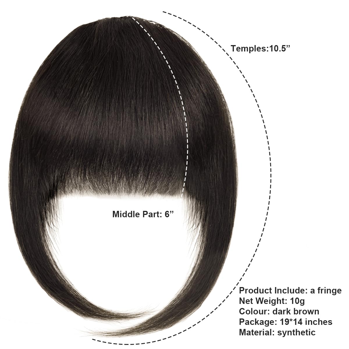BUYOGET Clip in Fringe Human Hair Extension Dark Brown Straight Remy Fringe Clip on Bangs Hair Clip for Women - Image 2
