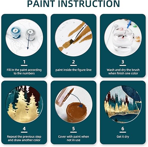 Miniatura 10 de Ginkko Kit de pintura por números para adultos, principiantes y niños de 8 a 12 años con marco de madera, fácil acrílico sobre lienzo de 9 x 12