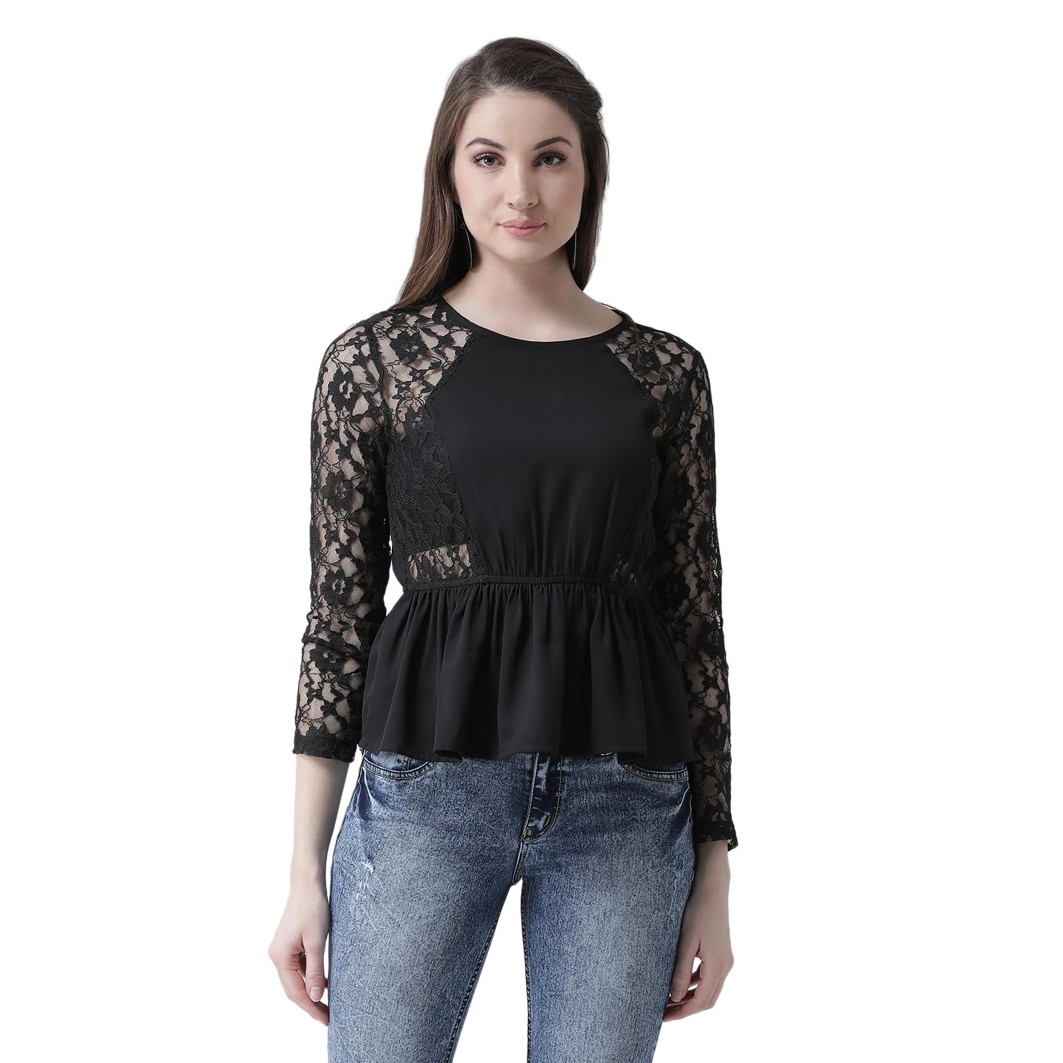 kassually Dresses for Women Black Self Design Cinched Waist Top-picture-27