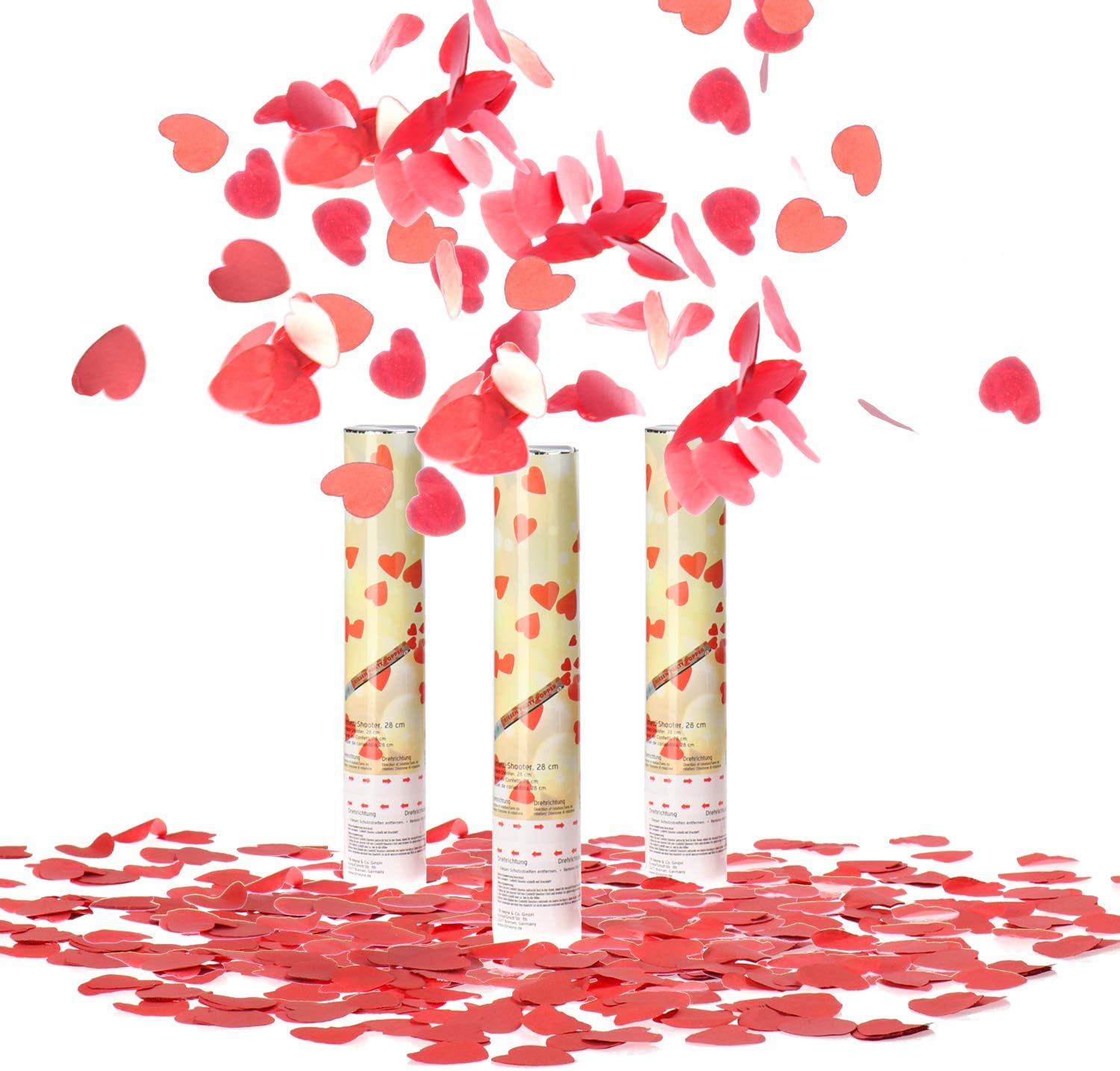 COMFOUR® 3x Shooter Party PopperSet 28 cm confettis Cannon