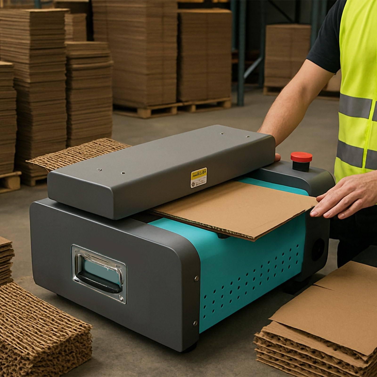 Trituratore di Cartone a Taglio Largo, Macchina per impieghi gravosi da 350 mm e 5 m/min per imballaggio e riempimento di spazi Vuoti, Ideale per spedizioni e Commercio elettronico Blue