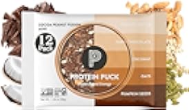 Protein Puck Vegan Plant based Protein Bar – Natural Healthy Snack Bars, 12 Count, 1.34oz Mini, Gluten Free, Dairy Free, No GMO, Kosher – Cocoa Peanut Fusion - Chocolate, Peanut Butter, Sport Nutrition