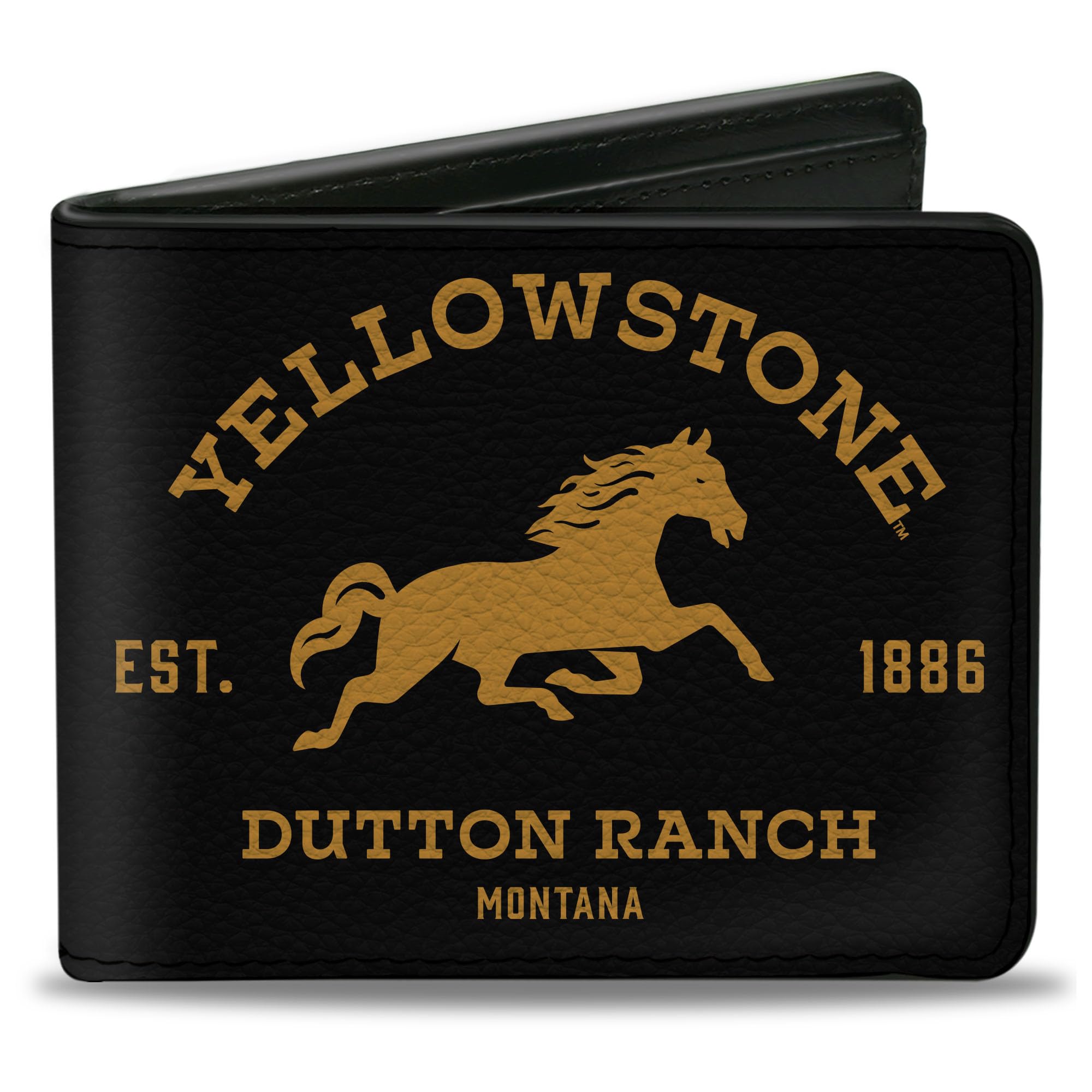 Buckle-Down Paramount Network Wallet, Bifold, Yellowstone Dutton Ranch Montana Black Yellow, Vegan Leather