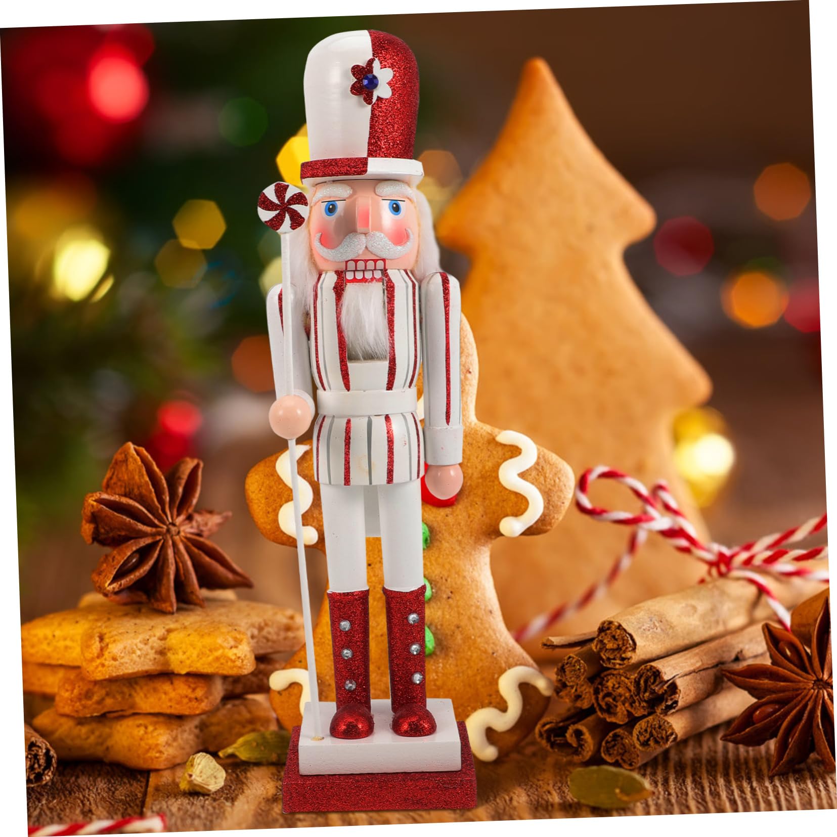 PRETYZOOM 2 Pezzi Di Schiaccianoci Natalizi in Legno Decorazione Da Tavolo Per Le Feste Di Natale Stile Tradizionale in Noce