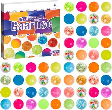 100PCS Colorful Small Bouncy Balls Bulk with Gift Box Mixed Colors Mini Bounce Bouncy Balls for Kids Party Favors, Carnival Prizes, Birthdays Gift, Easter Gifts 18 mm/ 0.71 Inch