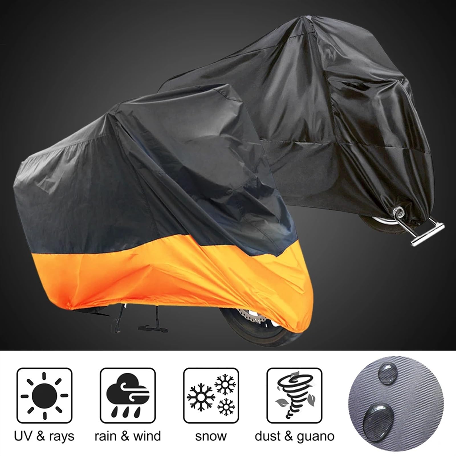Motorhoes, motorhoes voor alle seizoenen, universeel weer, waterdicht, uv-bescherming, voor buiten, met 4 reflecterende strips en opbergtas, XXXL, motorfietshoes Motorhoes, motorhoes voor alle seizoenen, universeel weer, waterdicht, uv-bescherming, voor buiten, met 4 reflecterende strips en opbergtas, XXXL, motorfietshoes