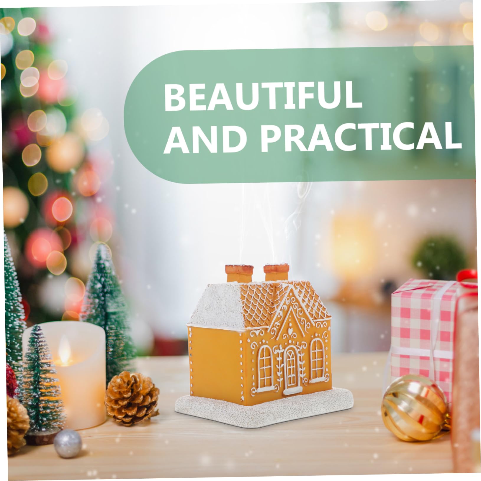 Porta Incenso a Cono Casetta Pan di Spezie in Resina 1 Pezzo | Stile Cavo Creativo, Design Classico Artistico, per Ambienti Domestici e Idea Regalo per Amici