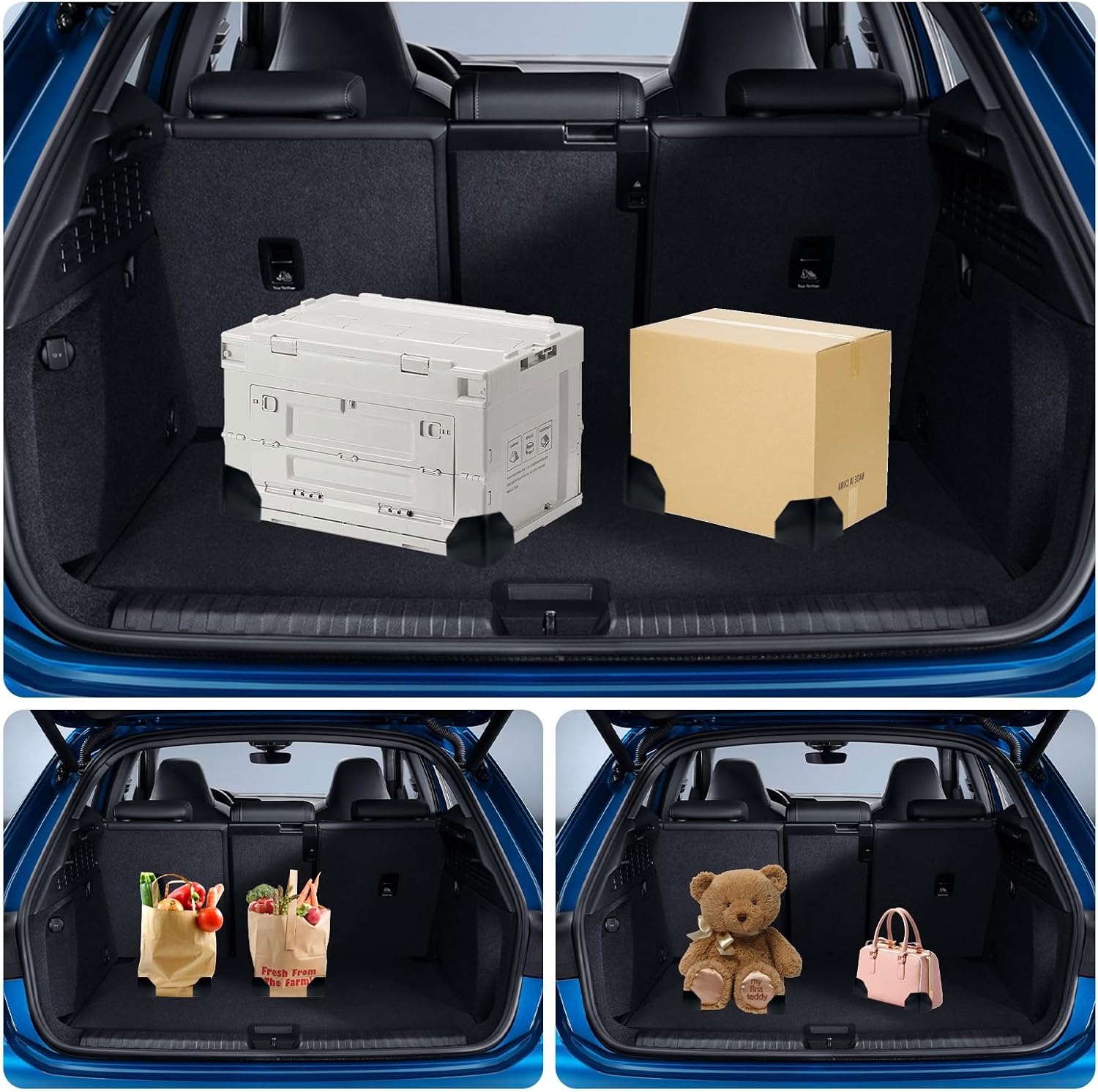 4 Pack Adjustable Hook and Loop Trunk Organizer Blocks for Car & Truck | Non-Slip Lining, Designed for Felt-Lined Car Interiors (3.94"x3.94"x3.94")