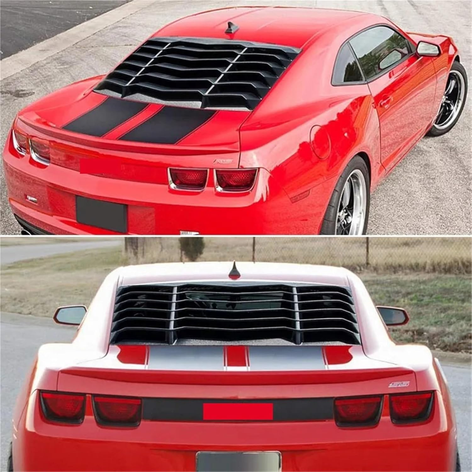 Matte Black Rear Window Louvers Cover Will Perfectly Fit Compatible with 2010-2015 Chevy Chevrolet Camaro. (All Except Convertible.)