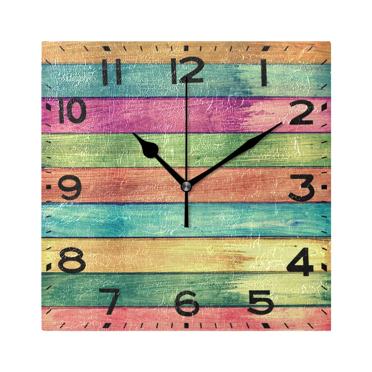 Horloge murale carrée décorative 3D à effet bois Naanle pour une esthétique intérieure raffinée