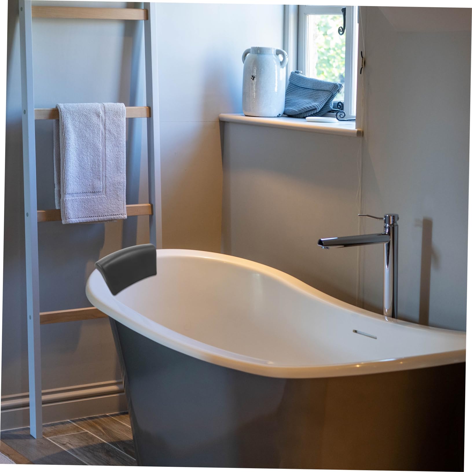 Hemobllo Cuscino Da Bagno in Pu Supporto Per Collo, Ventose Antiscivolo, Per Vasca Da Bagno e Spa Domestica