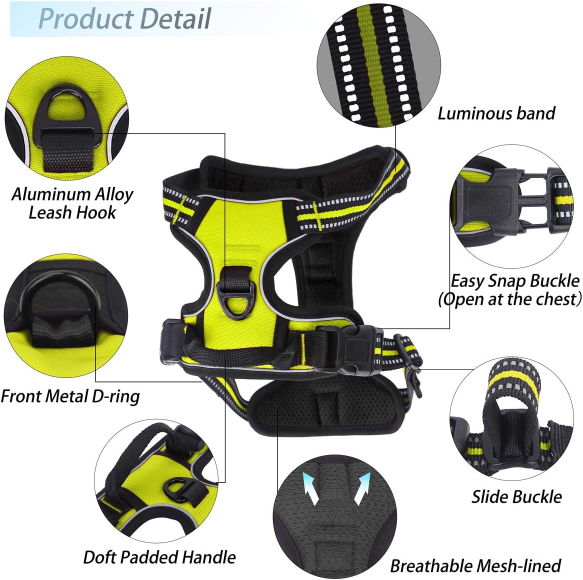 Belababy Dog Harness Small Medium Large No Pull, Adjustable Reflective Front Clip Dog Harness with Easy Control Handle - Image 3