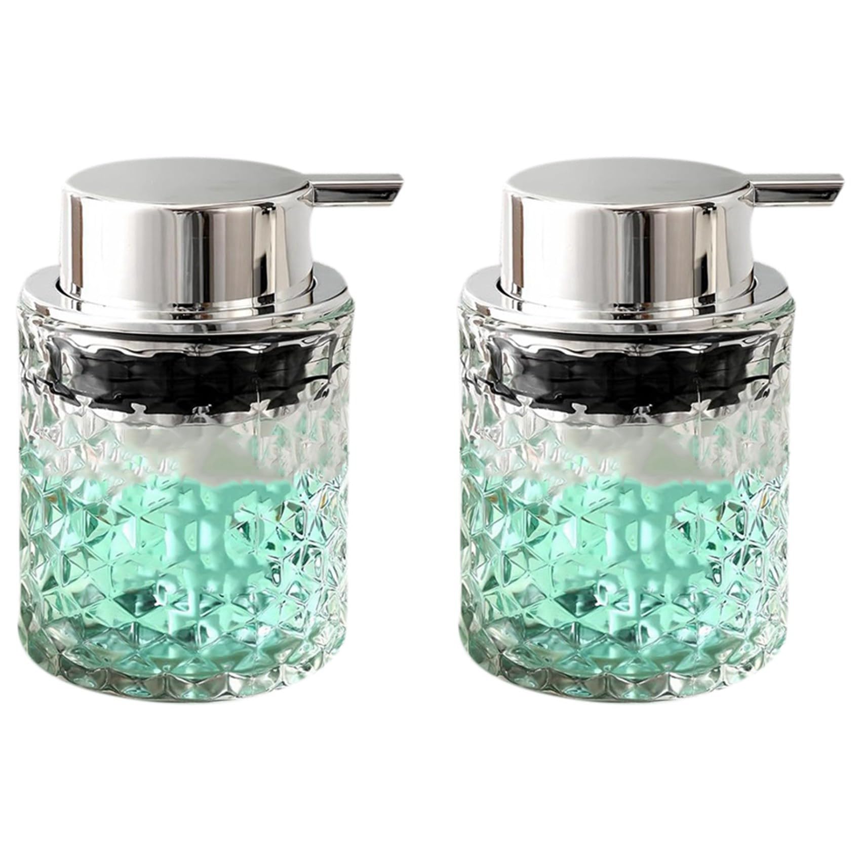 Hndhbfgrt 2X Foaming Hand Soap Dispenser, Bathroom Soap Dispenser or Lotion Dispenser for Kitchen,Refillable Clear Glass Dispenser