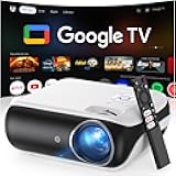 Official Licensed Google TV Smart Projector, HAPPRUN 4K UHD Home Theater with Dolby Sound, Wi-Fi & Bluetooth, Built-in Streaming Apps, Compatible with Games Consoles & Smartphone, Indoor & Outdoor Use