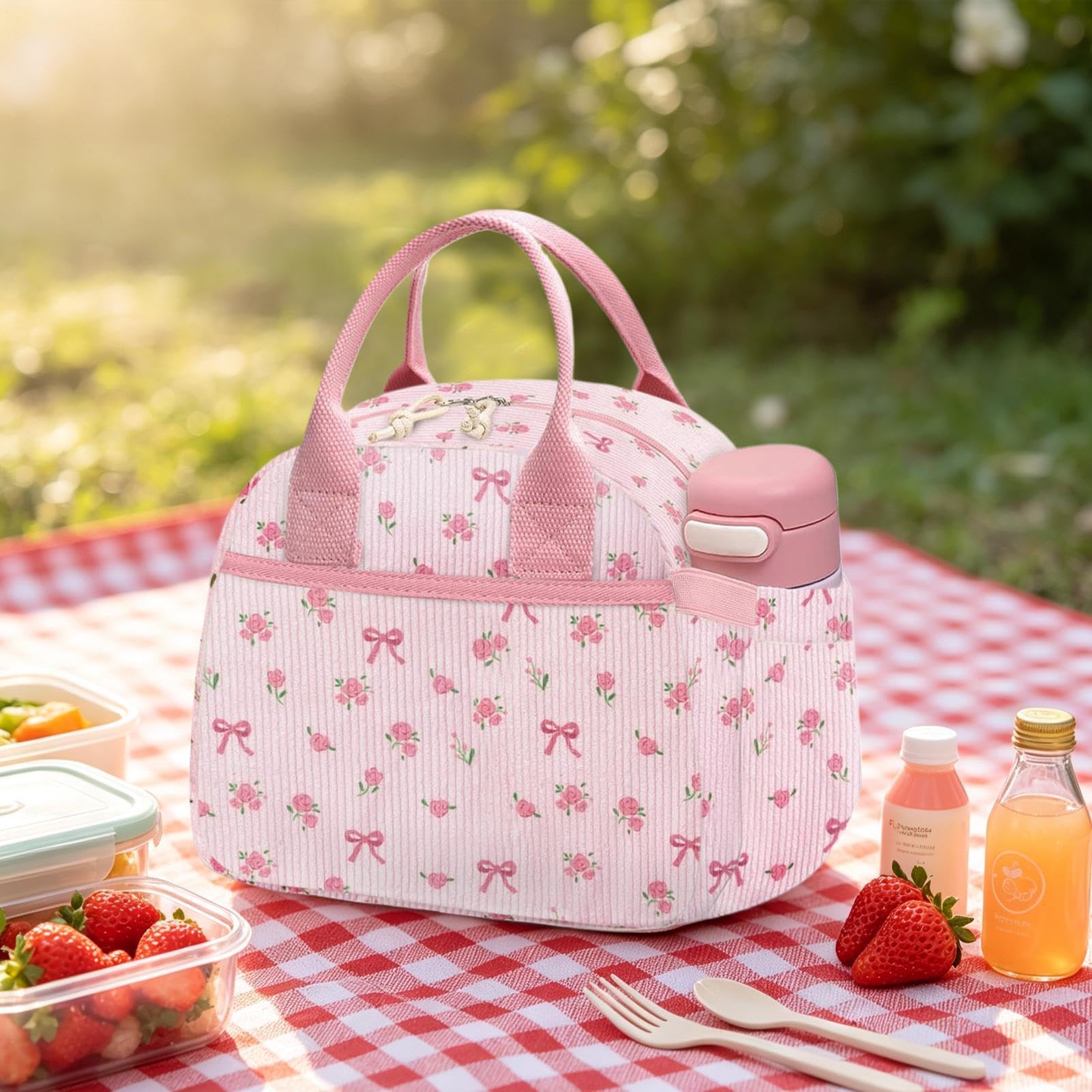 Sac repas rose isolé en aluminium anti-fuite