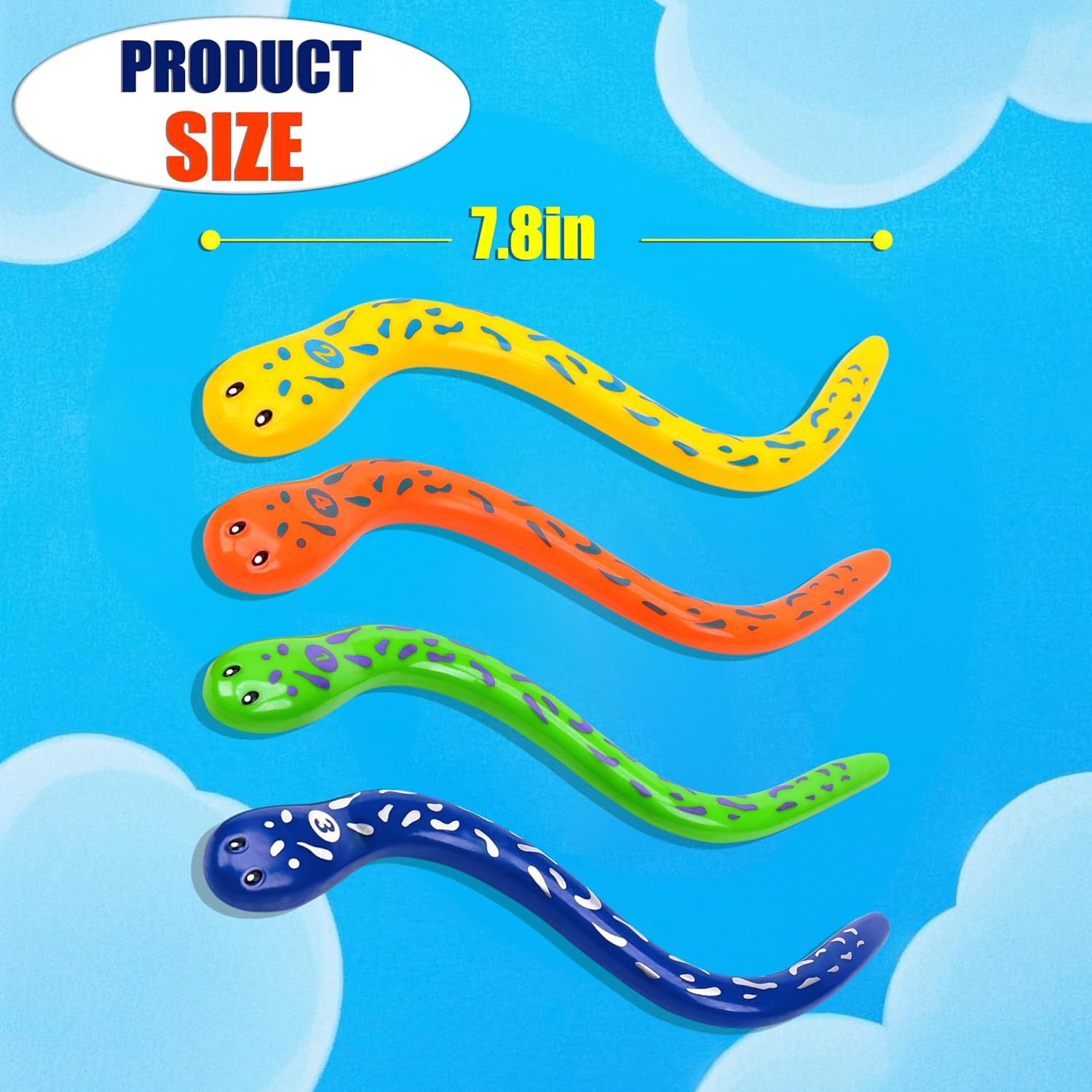 4Pcs Pool Diving Toys for Kids - Eels Snake Diving Toys Underwater Swimming Pool Accessories, Swimming Pool Games for Kids Adult Diving