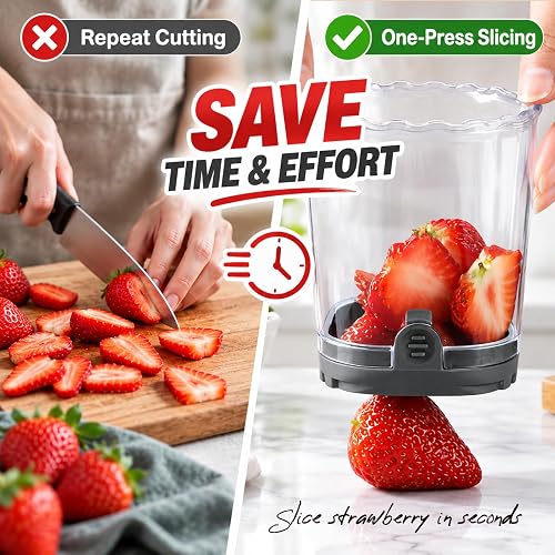 Creative Strawberry Slicer, Detachable Cutter with Push Plate (Black) - 3