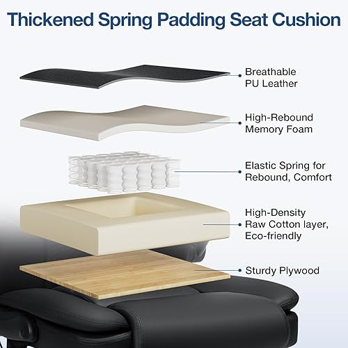 Miniatura 5 de Silla de oficina grande y alta, 450 libras, silla de escritorio ejecutiva resistente con soporte lumbar ajustable, respaldo alto, silla ergonómica