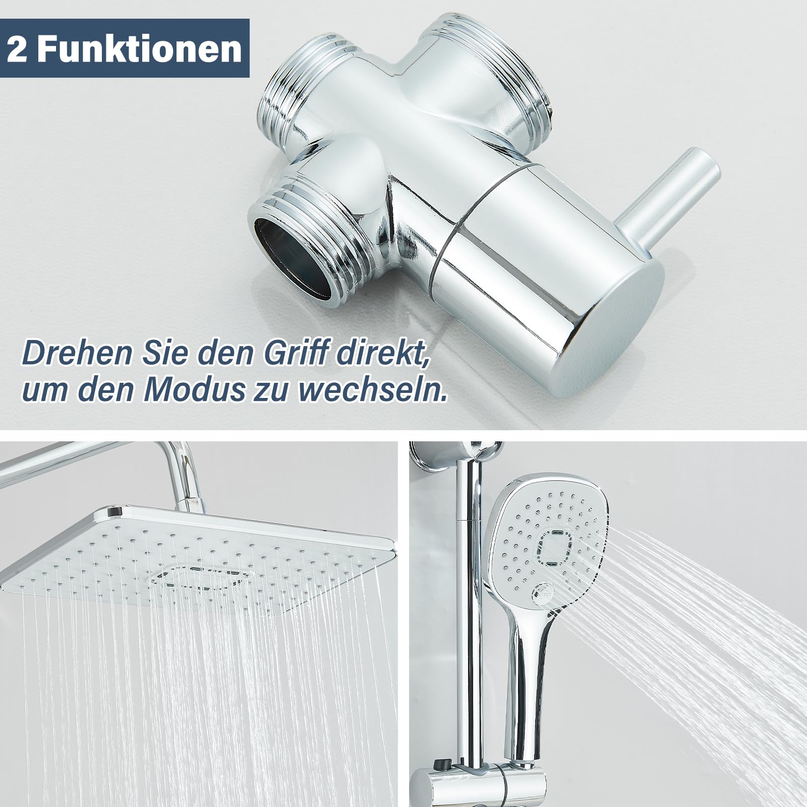 Duschset ohne Armatur,Duschsystem,Regendusche Überkopfbrauseset,Edelstahl Duschsystem Duschset Duschset Chrom