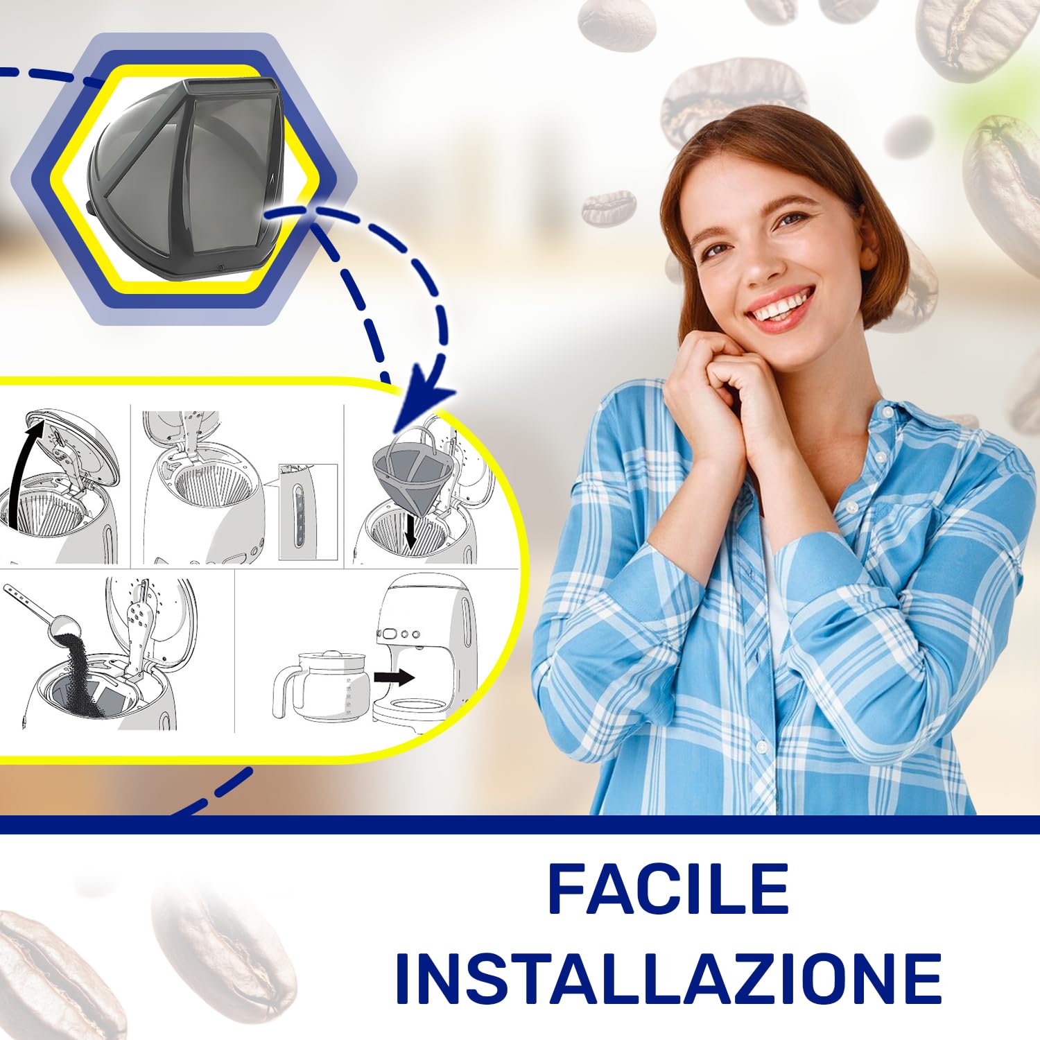 Filtro Caffe Permanente per Macchina Caffe Americano con Codice Originale 693410927 per Smeg DCF02 DCF01 - MONTERAL
