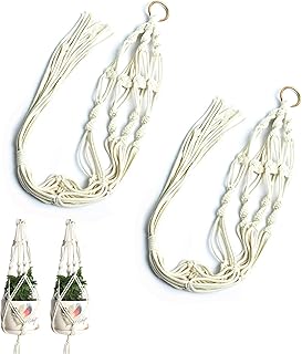 2 Pcs Pot De Fleur Corde De Chanvre Suspendus Panier Chanvre Horticultural Corde Sac Plantes DéCoratives Accessoires Macramé Suspente Tricoté à La Main DéCor De Jardin DéCoratif Pot De Fleur