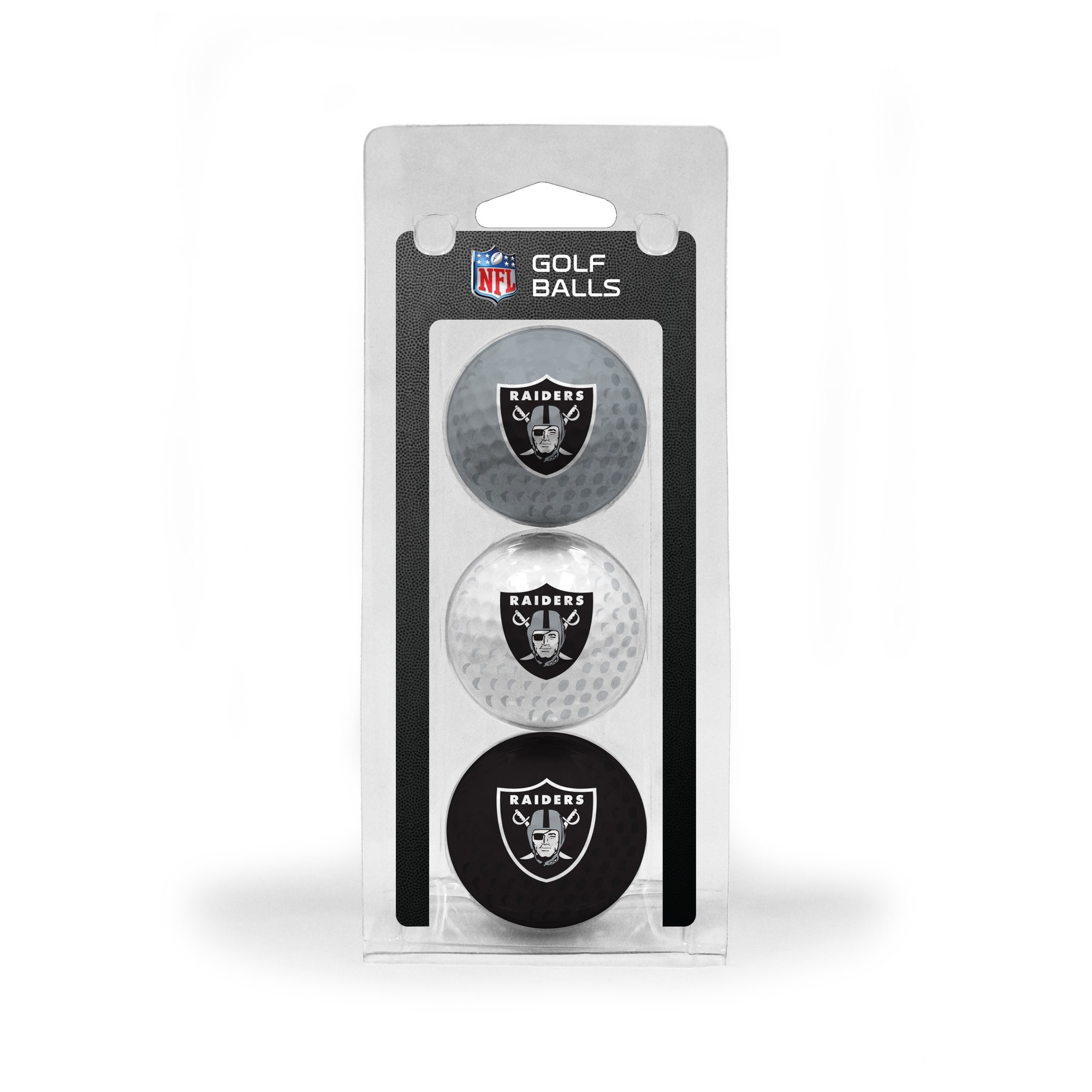 Team Golf NFL Las Vegas Raiders 3 Golf Ball Pack Regulation Size Golf Balls, 3 Pack, Full Color Durable Team Imprint