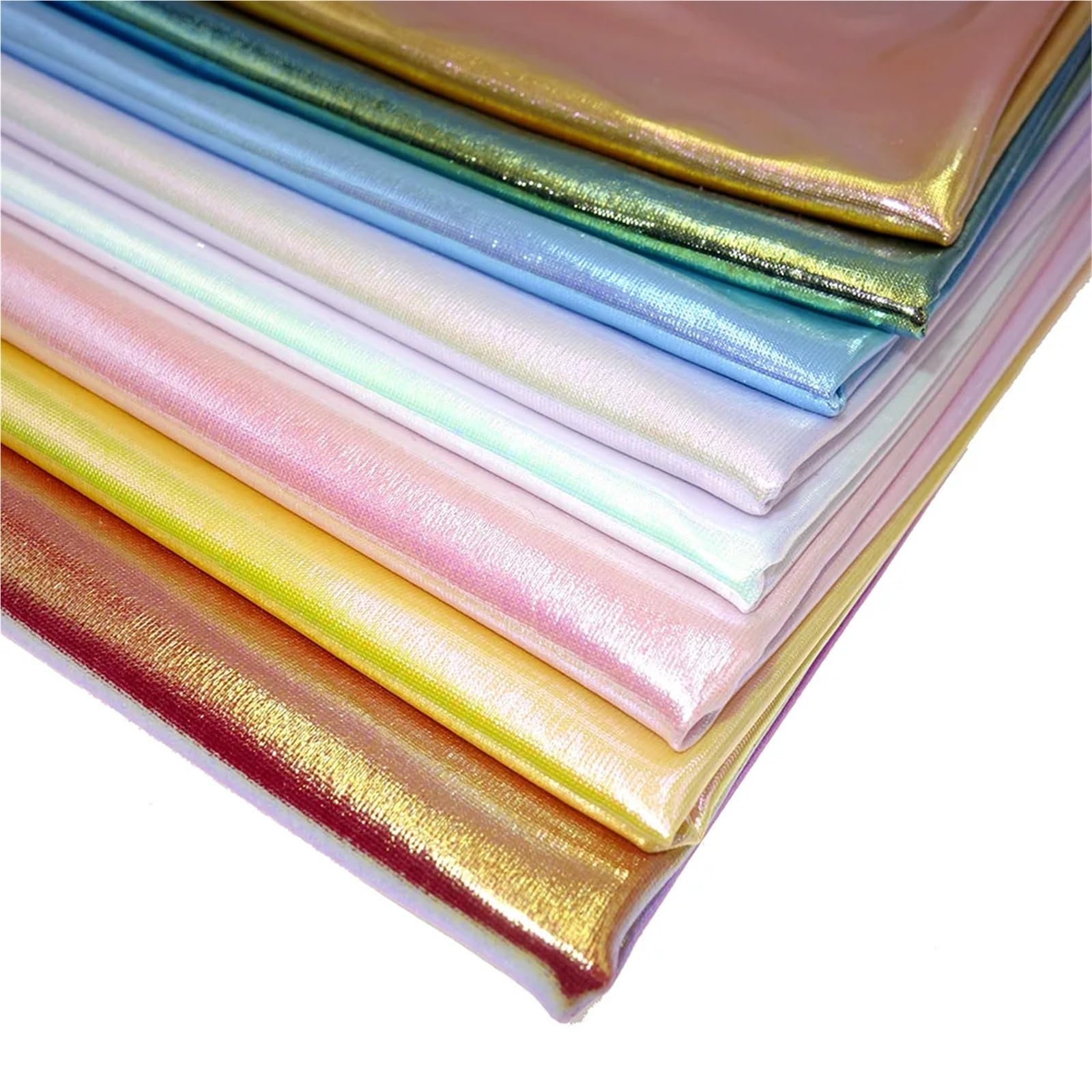 Tela elástica de elastano brillante dorado bronceado, tela láser colorida para bricolaje, escenario, cosplay, disfraces, por metros, tela para coser (7 amarillos, 3 x 150 cm)