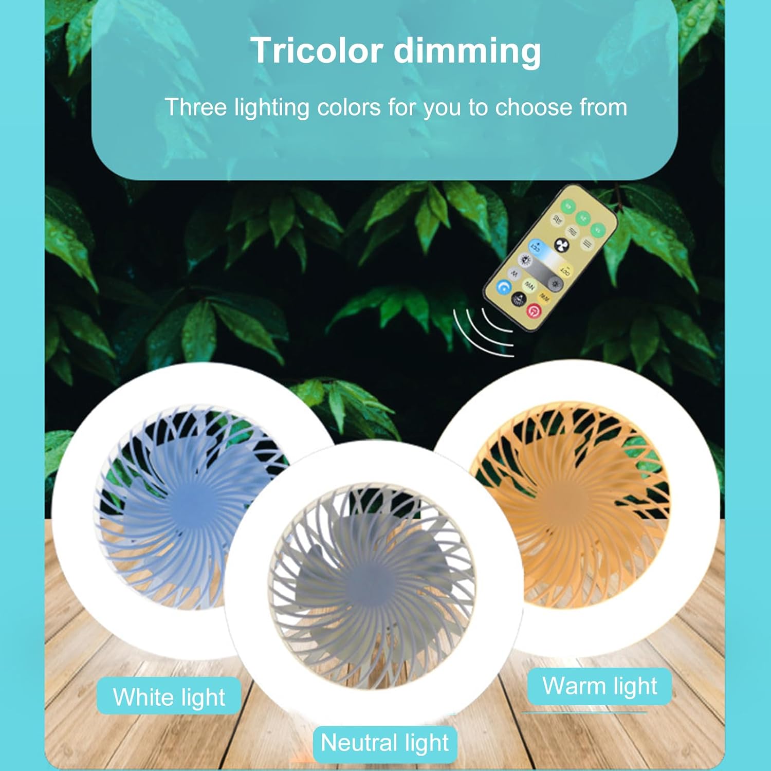 Pssopp LED Ceiling Fan with Lights, Modern 3 Color Dimmable Small Electric Fan Lamp for Small Spaces Bedroom Home Office Dormitory (3 Light Colors)