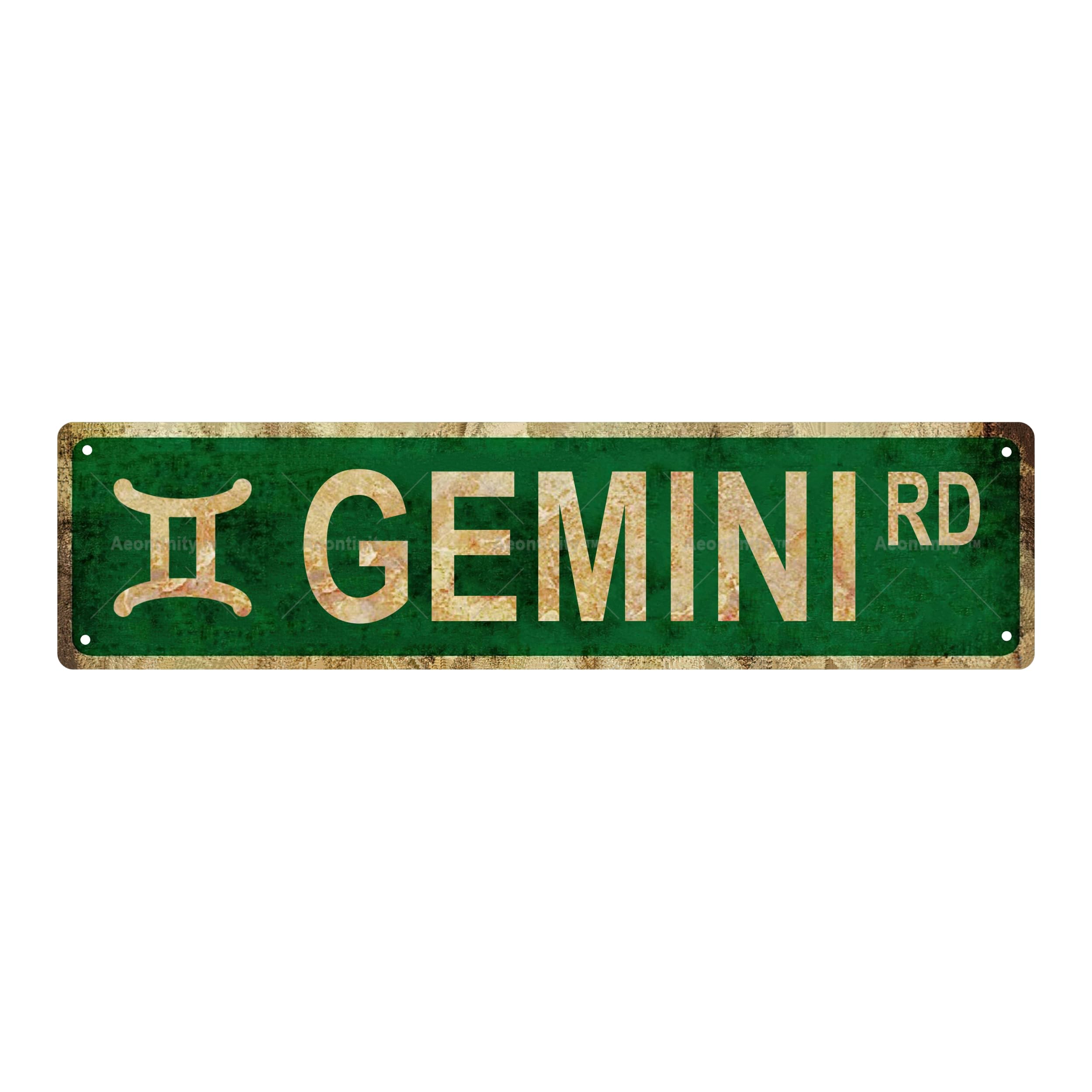 Gemini Zodiac Sign Metal Tin Sign,Rustic Astronomy Wall Decor,4x16 Inch