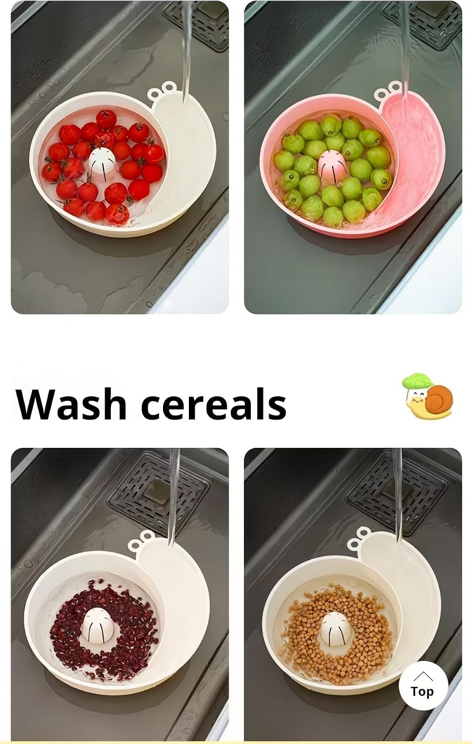 Automatic Fruit Washing Bowl, Rotating Colander Strainer for Fruits & Vegetables, Hands-Free Food Cleaning Basket with Drainage Lid, Kitchen Fruit Washer for Grapes, Berries, Beans & Produce
