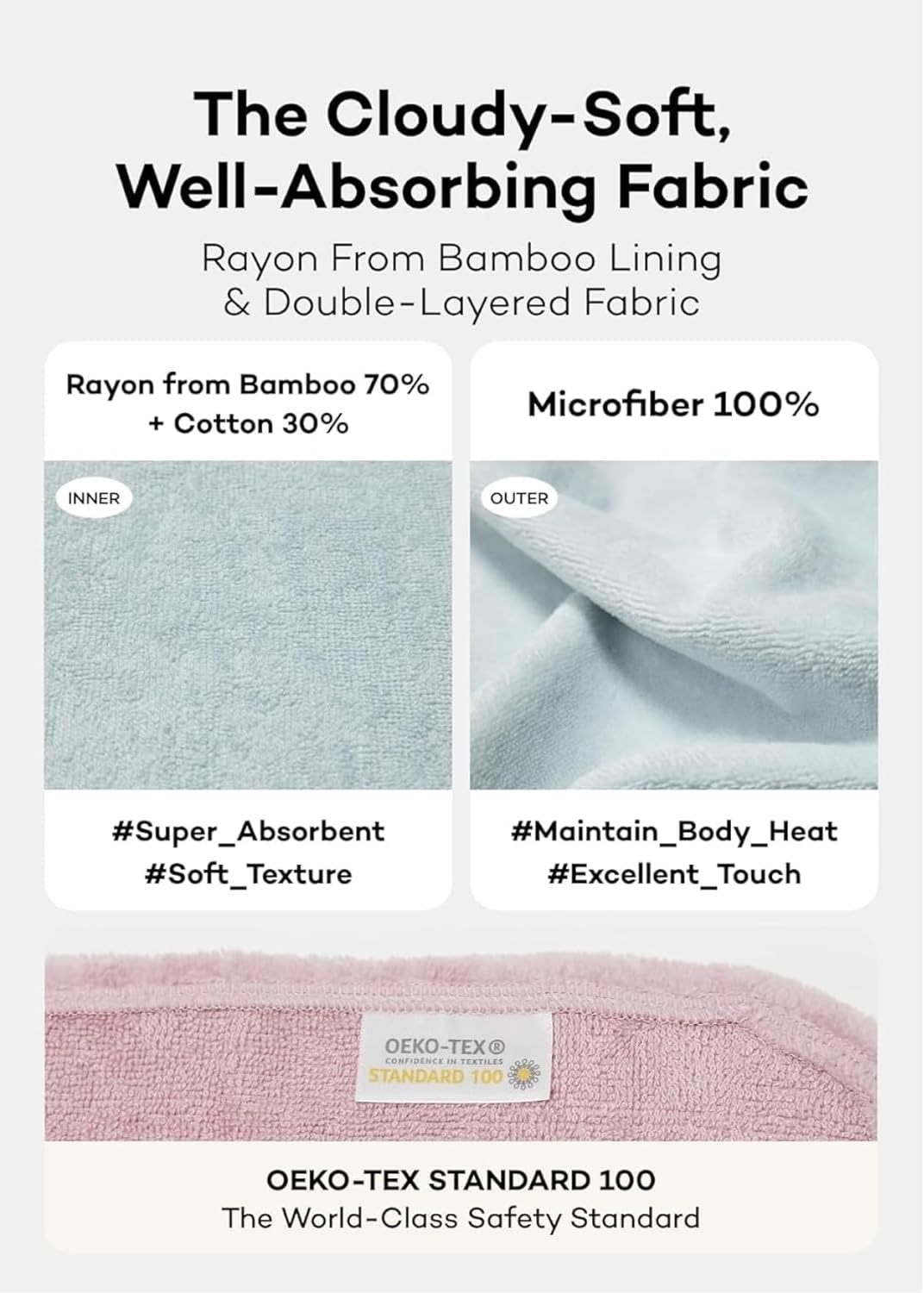 Konny Baby Hooded Towel Rayon from Bamboo Cotton Baby Bath Beach Towel Hooded Poncho, Oeko-TEX, Ultra Soft & Quick-Dry, Newborn Boys Girls Toddler (Beige, Small) - Image 3