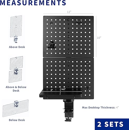 Miniatura 12 de VIVO Tablero de clavijas de escritorio con abrazadera de acero, panel de privacidad de 60 x 24 pulgadas, tablero magnético de clavijas, organizador