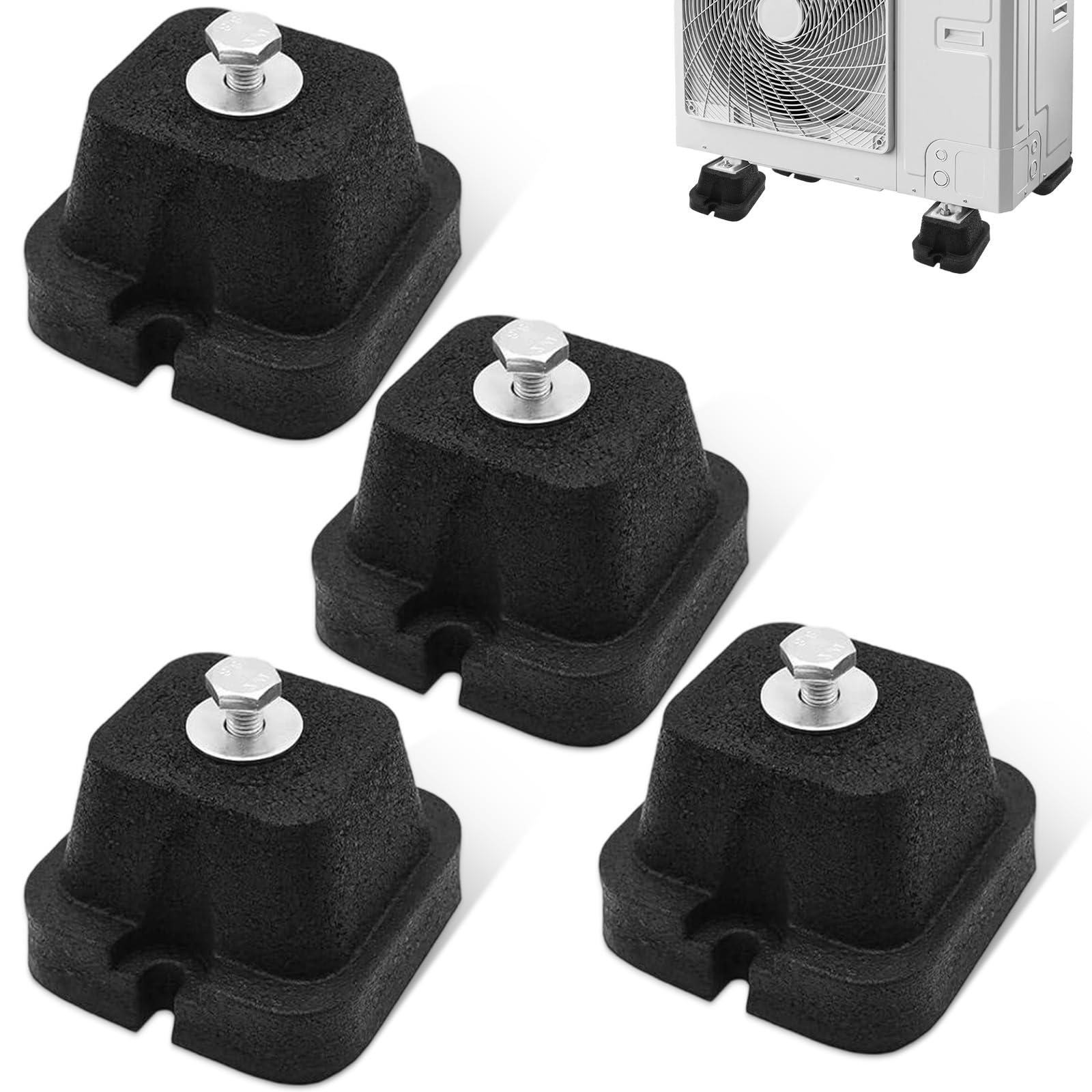 4Pcs Base Ammortizzante in Gomma, Piedini Ammortizzanti Antirumore, Supporti Pavimento Antivibranti,Basi Ammortizzatori Condensatori per Unità Esterna Mini Split, Aria Condizionata, HVAC, Pompa Calore