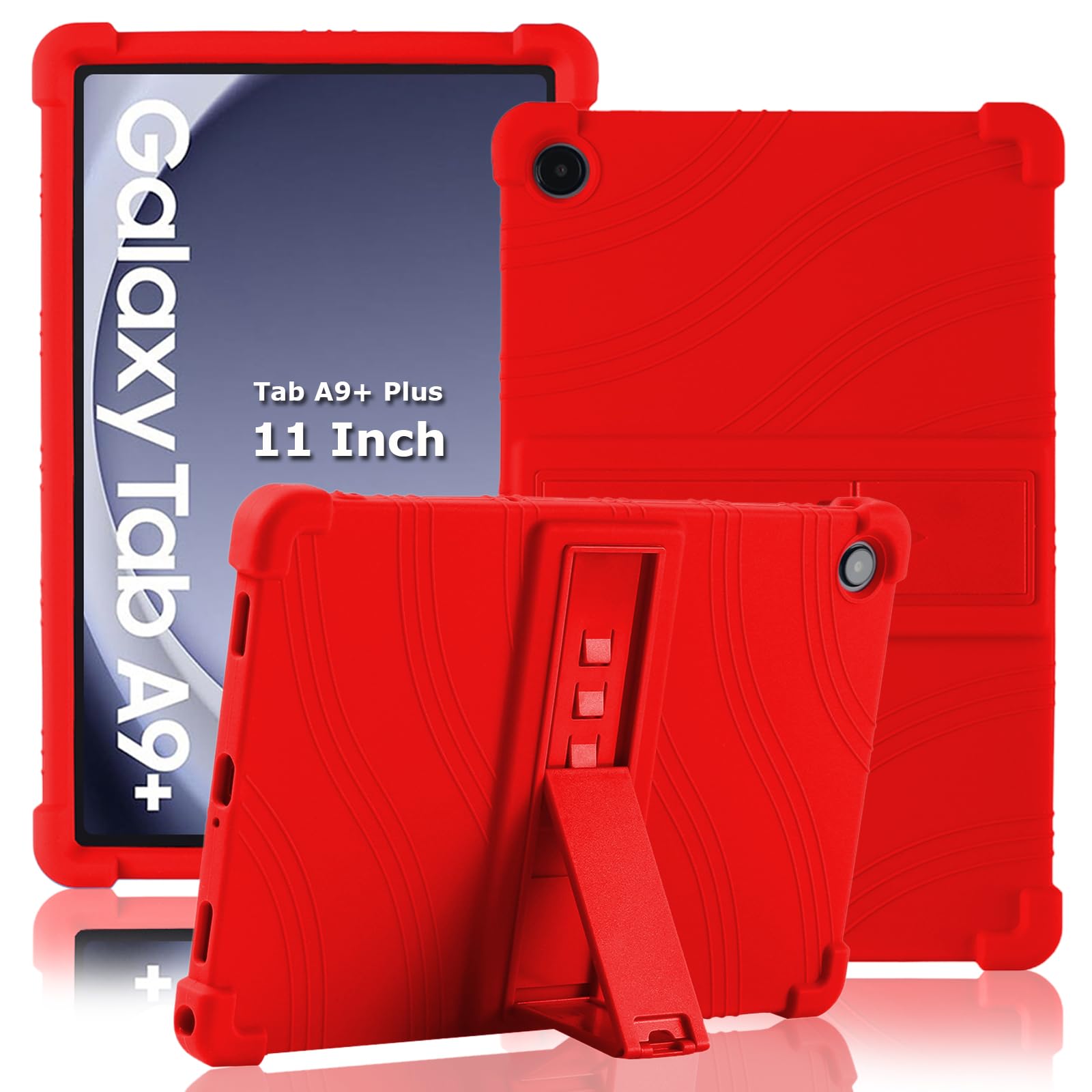 ATOOZ for Samsung Galaxy Tab A9 Plus Case Kids (SM-X210/X216/X218),Soft Silicone Case for Samsung Galaxy Tab A9+ Plus 11 Inch 2023 Samsung Tab A9 Plus Tablet Case with Stands (Red)