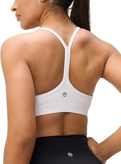 omwilddo Women's Y-Back Padded Sports Bra: Buttery Soft Low Impact Yoga Pilates Walking Bra, U-Neck Removable Cups A-D