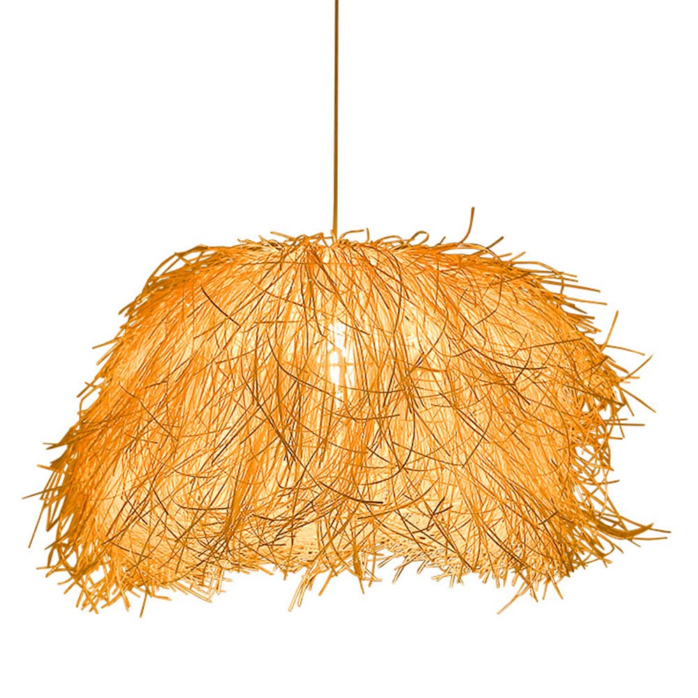 LYMSXAZOU Natural Rattan Chandeliers Vintage Woven Pendant Lamp Wicker Hanging Light elegant Handmade Lighting Fixture Southeast Asia Style Chandelier For Farmhouse Dining Room Kitchen