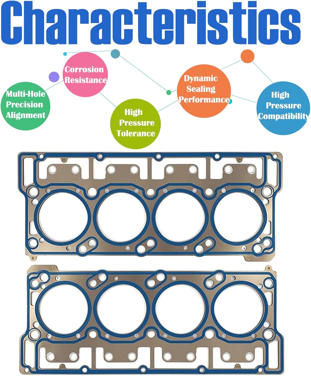 Cylinder Head Gasket Set with Head Bolts Kit - Compatible with 2003-2010 For*d F250, F350, F450, F550, E350, E450 Super Duty 6.0L Powerstroke Diesel Turbo HSU26734, 26374PT, CS26374, ES72229