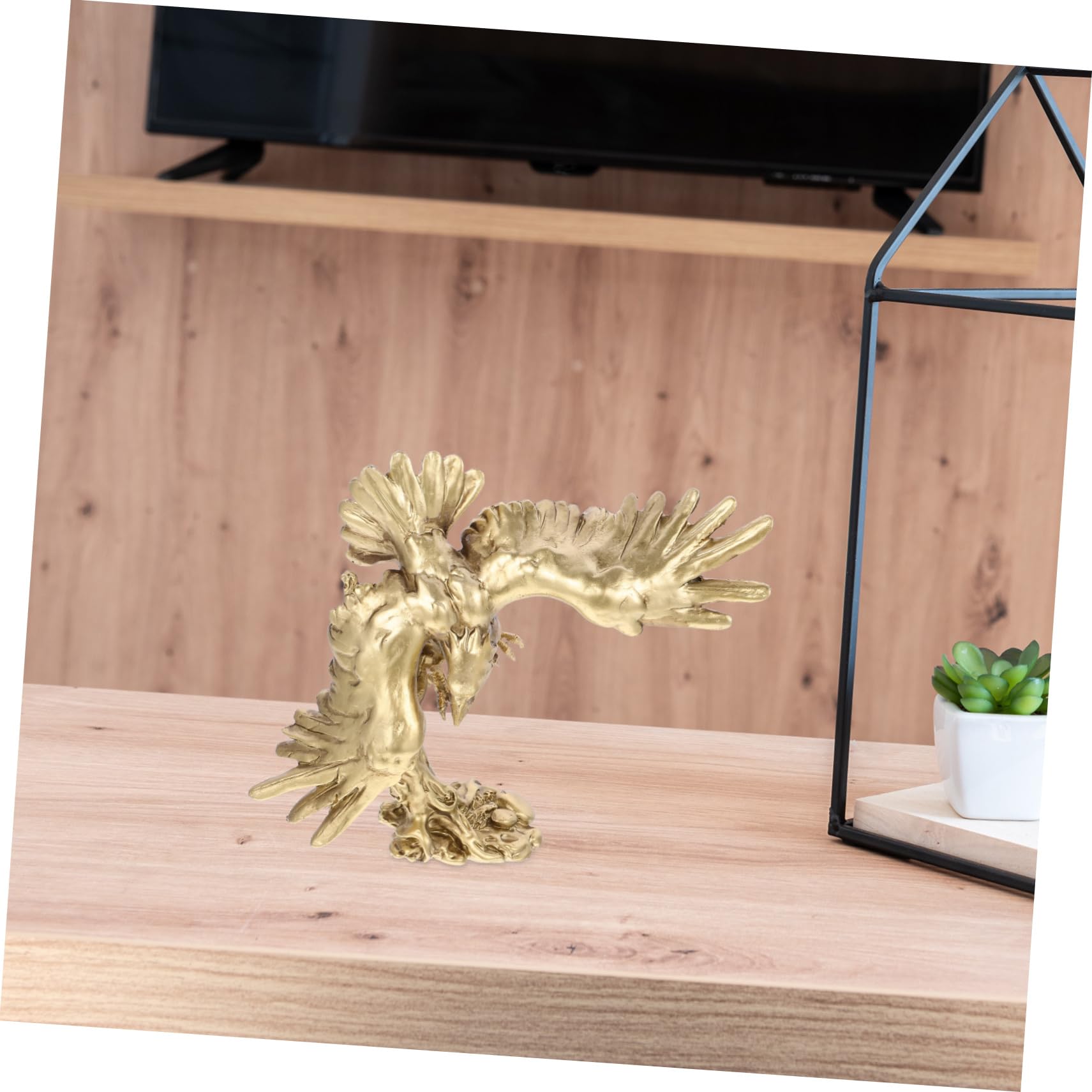 Statua Decorativa Aquila da Tavolo in Resina Oro Finemente Lavorata