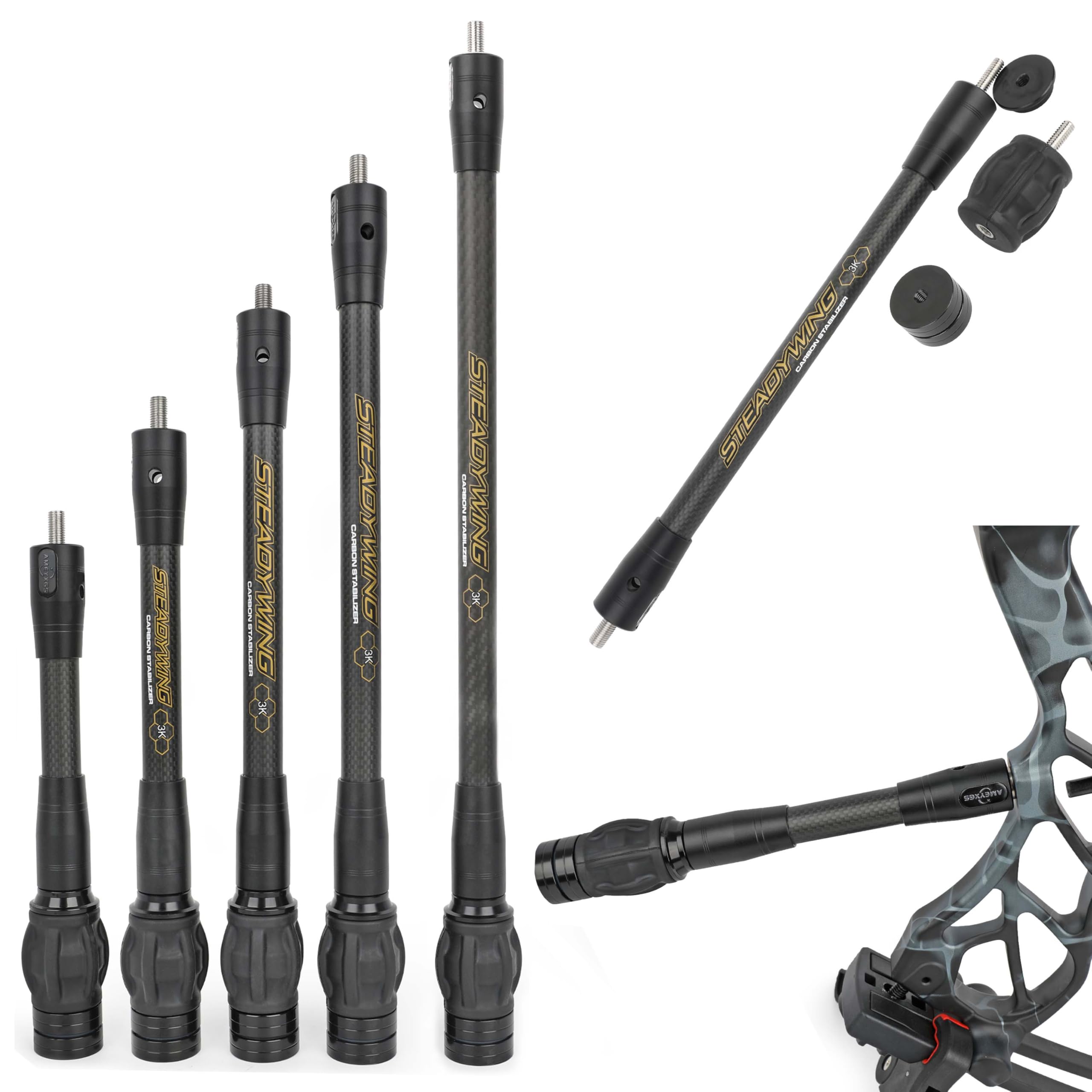 Poearcus Archery Bow Shock Absorption Bar Balance Bar Stabilizer 6" 8" 10" 12" Ultra Lightweight Recurve/Compound Bow Stabiliser Rods (6 inch)