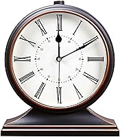 Vista 8 de rnuie Reloj de escritorio para decoración de mesa, reloj de repisa retro, funciona con pilas para chimenea, sala de estar, dormitorio, oficina, Negro