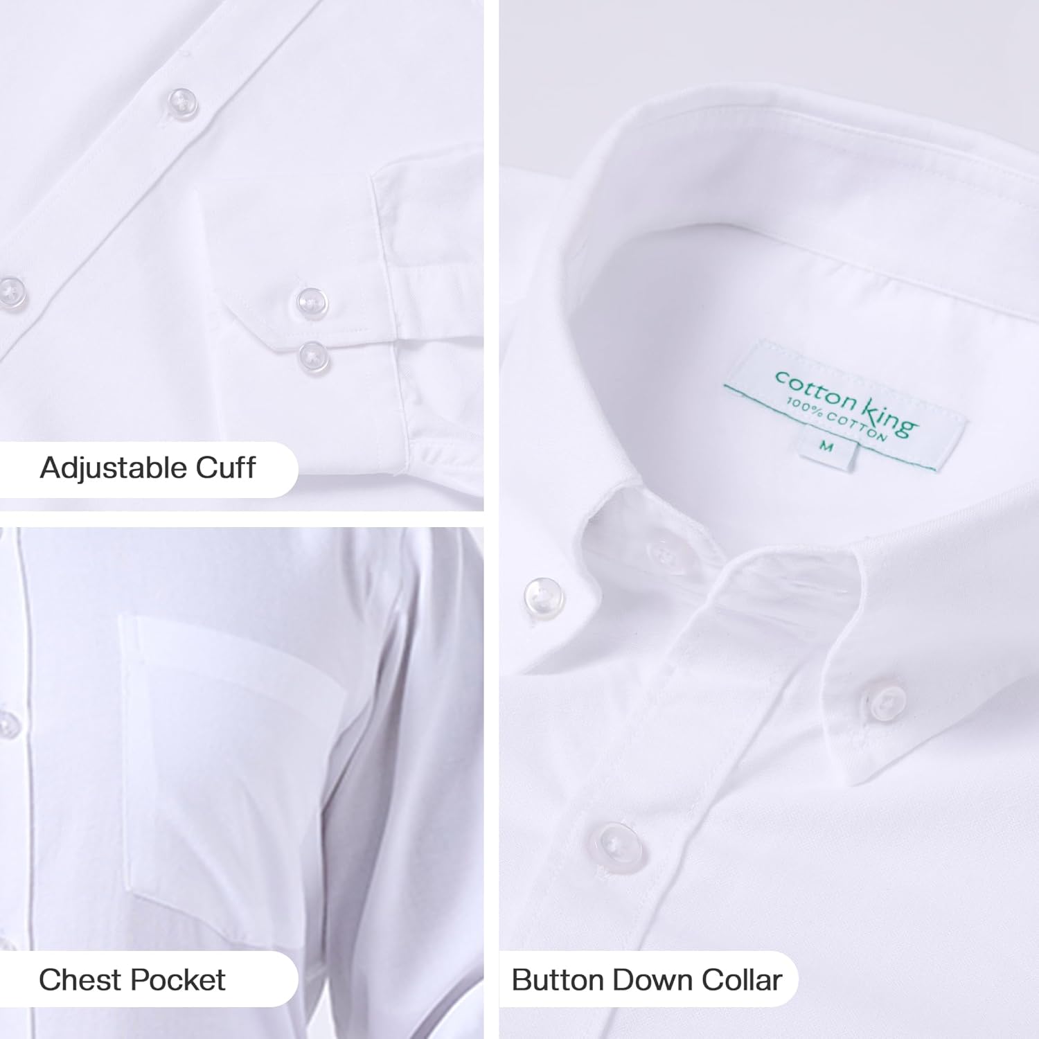Cotton King Mens Shirts | 100% Cotton Long Sleeve Shirts for Men | Button Down Shirt Men | Oxford Mens Dress Shirt - Image 5