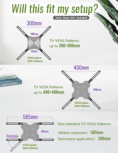Miniatura 6 de VESA Kit de adaptador de montaje de extensión para pantallas de TV LCD LED de 32 a 55 pulgadas, soporte de adaptador de montaje de pared para TV,