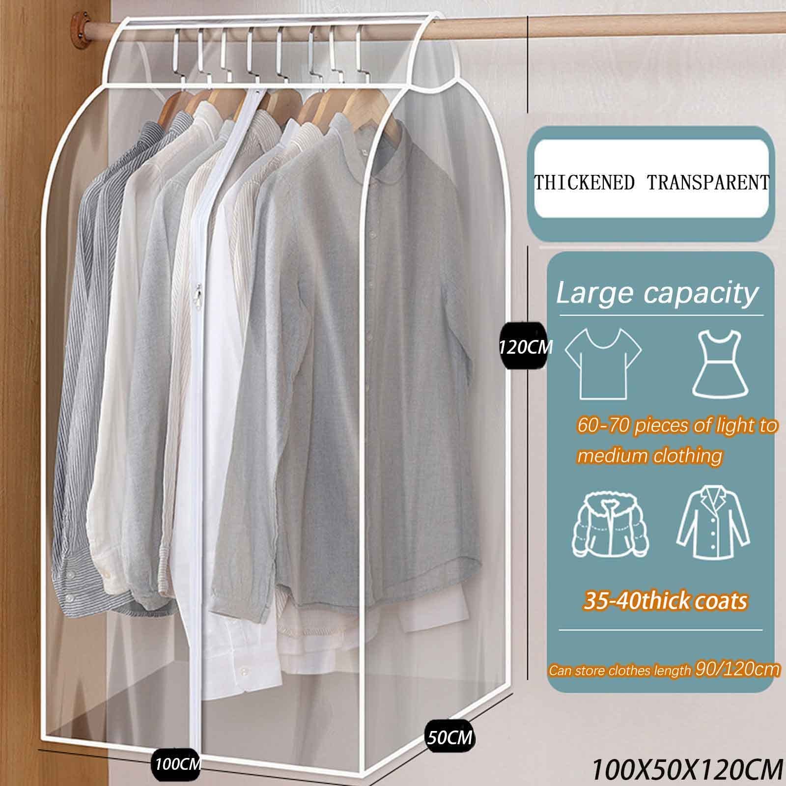 Cubierta para riel para ropa de 3,9 pies de alto, con cremallera Vestido translúcido Funda antipolvo Protector de traje transpirable a prueba de humedad Bolsas de ropa de viaje lavables (Tamaño: