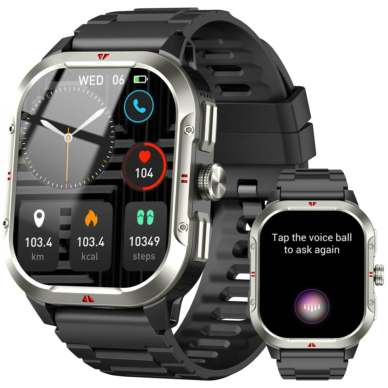 Montre Connectée avec GPS Intégré, Smartwatch Homme Femme avec Appel Bluetooth, 110+ Sportifs, Montre Sport avec Podometre, Suivi Santé et Sommeil, Etanche IP68, 2.06" HD Smart Watch pour Android IOS