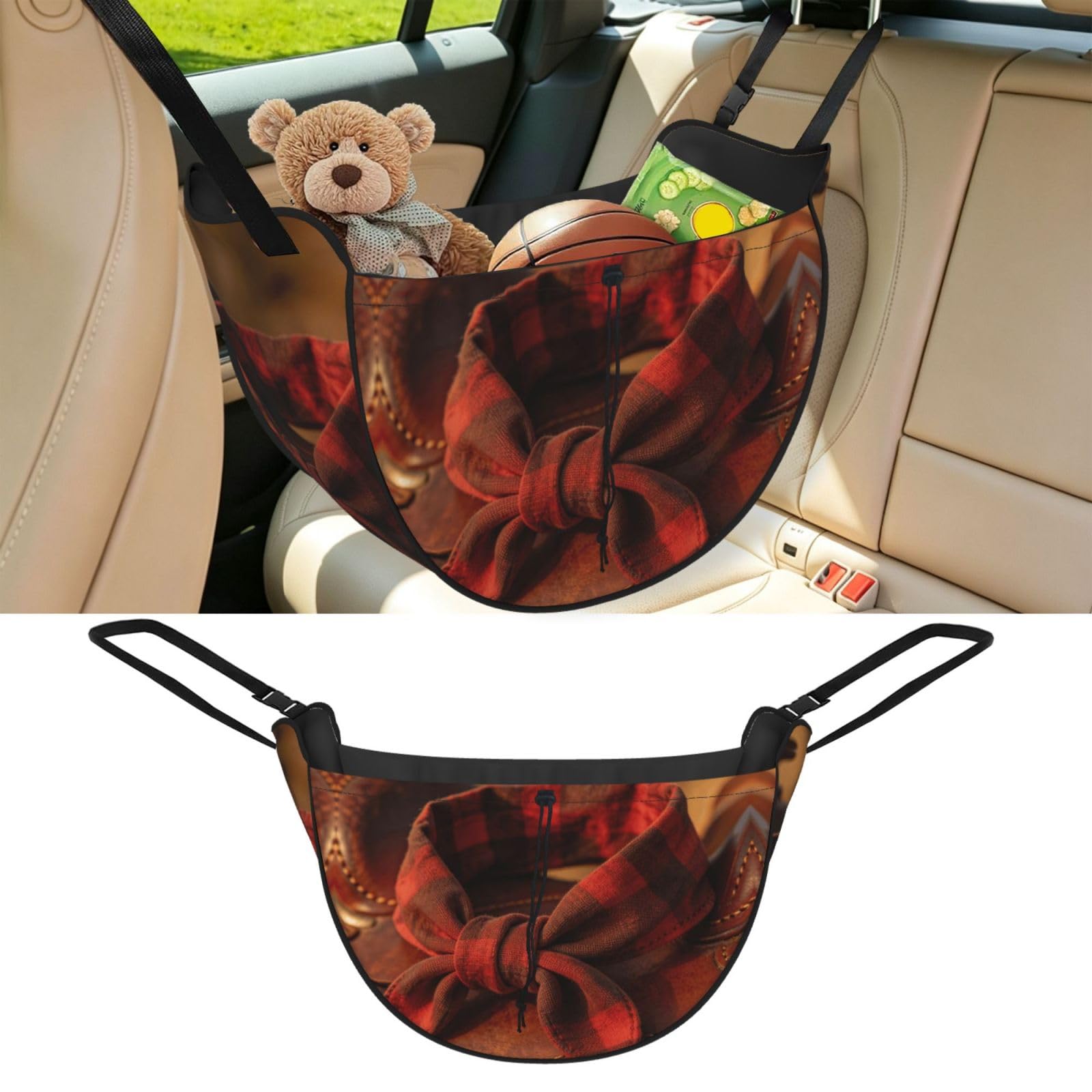 Cntdbu Black Bandana Knot Shape Car Seat Organizer-Backseat Storage Bag For Travel